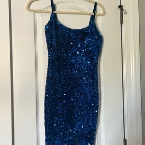 Elegant Blue Sequin Homecoming Dress